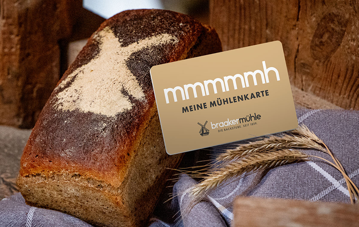 Mühlenkarte auf Brot
